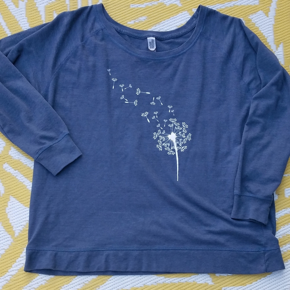 Dandelion Wishes Women's Plus size 2X 3X blue gray sweatshirt shirt top